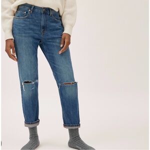 Everlane The Summer Jean High Rise Distressed Ripped Knee Medium Wash Sz 28